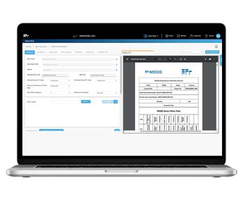 Work Pack software MODS Management updates status regardless of location